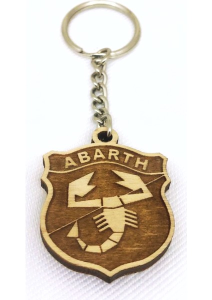 Abarth Egzos Fiat 2 li Lüks Araç Boyun Yastığı Siyah ve Ahşap Logo Anahtarlık