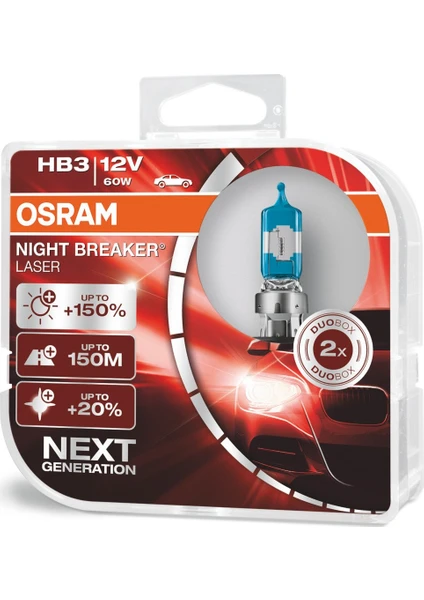 Osram Next Generation Hb3 Night Breaker Laser +%150 12V 60W 2'Li Ampül Set