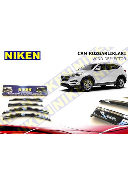 Hyundai Tucson Paslanmaz Kromlu 4'Lü Cam Rüzgarlığı Seti 2015 Üzeri