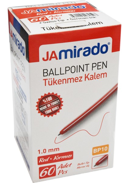Ja Mirado Bp10 Tükenmez Kalem Kırmızı 60'Lı Kutu fırsatları