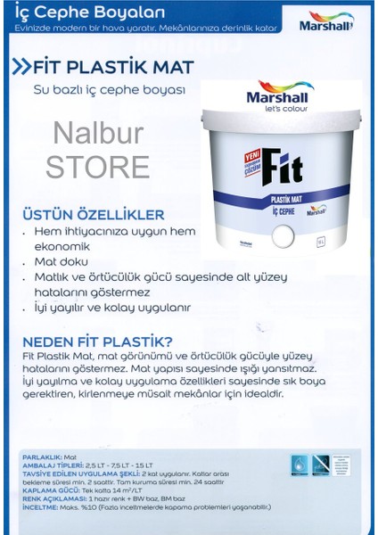 Fit Plastik Mat Su Bazlı İç Cephe Duvar Boyası 2,40 Lt- 3,5 Kg