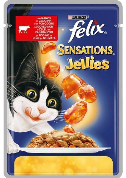 Felix Sensations Sığır Etli Domatesli Yaş Kedi Maması 100 gr