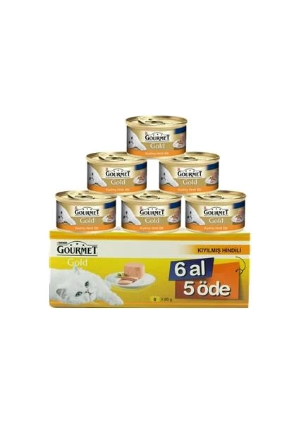 Gold Kıyılmış Hindi Etli Kedi Konservesi 85 gr-6 Al 5 Öde