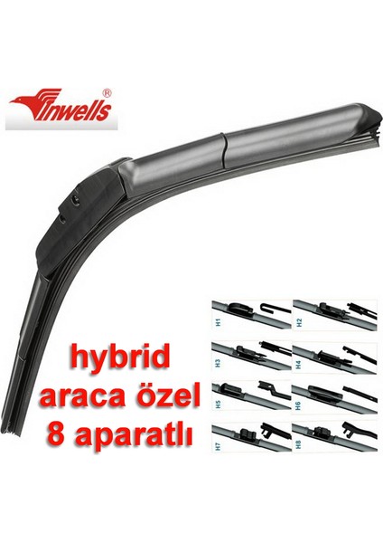 35Cm 8 Aparalı Hybrid Araca Özel (Muz+Telli) Silecek