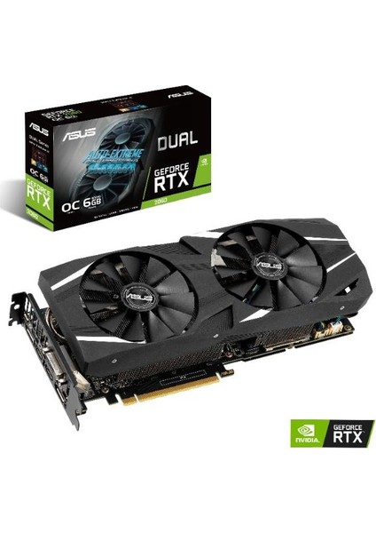 DUAL GeForce RTX 2060 6GB OC 192Bit GDDR6 (DX12) PCI-E 3.0 Ekran Kartı (DUAL-RTX2060-O6G)