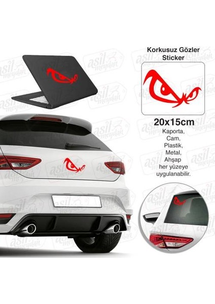 Korkusuz Kızgın Gözler Kırmızı Sticker - Araç Oto Araba Etiket, Arma, Aksesuar, Modifiye, Tuning