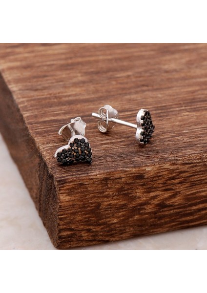 Safir Taşlı Kalpli Tasarım Gümüş Küpe 4009