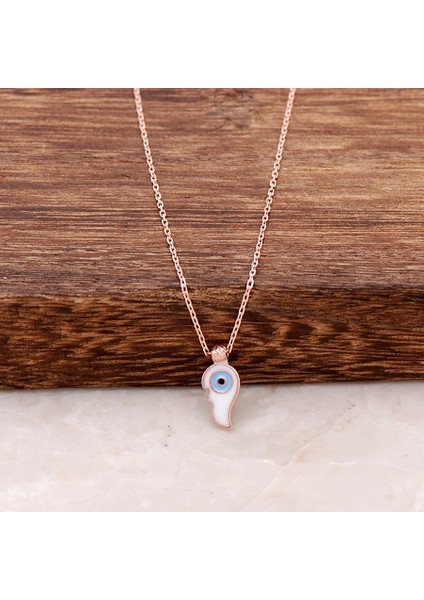 Melek Kanadı Mineli Rose Gümüş Minimal Kolye 6172