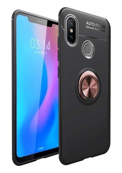 Xiaomi Mi 8 Se Kılıf Standlı Yüzüklü Mıknatıslı Kılıf Siyah
