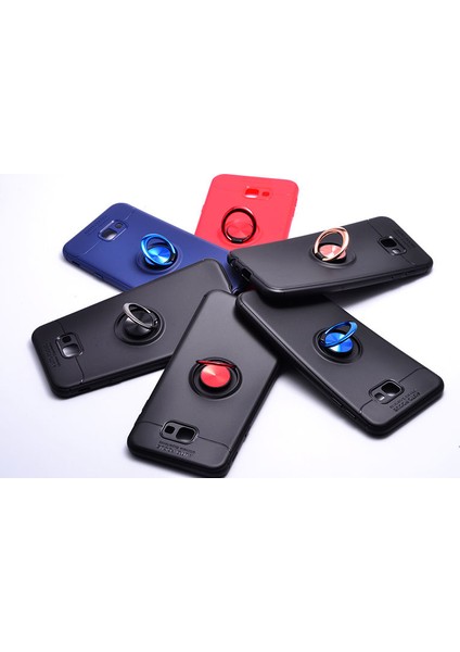 Samsung Galaxy J4 Plus Kılıf Standlı Yüzüklü Mıknatıslı Kılıf Siyah modelleri