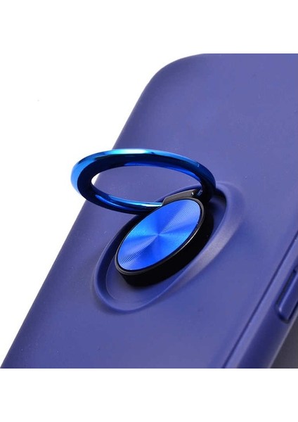 Samsung Galaxy J6 Plus Kılıf Standlı Yüzüklü Mıknatıslı Kılıf + 9H Esnek Nano Cam Siyah