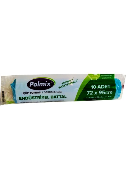 Endüstriyel Battal Çöp Poşeti 72 X 95 cm 5 Rulo - 50' Li