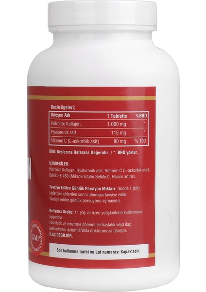Collagen 1000 mg 90 Tablet Ncs Lutein 15 mg Astaxanthin 120 Tablet 2 Ürün Birden