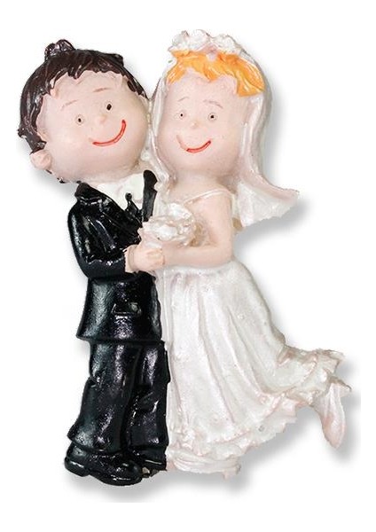 12 Adet Ayağı Havada Gelin ve Damat Biblo