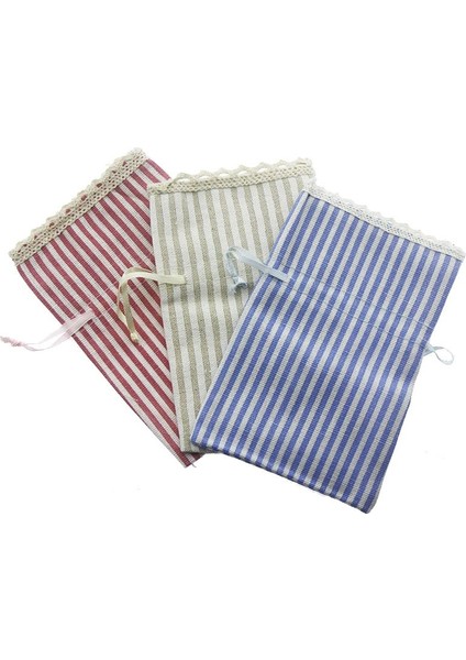 25 Adet 10 x 15 cm Boyuna Çizgili Kumaş Kese fiyatları