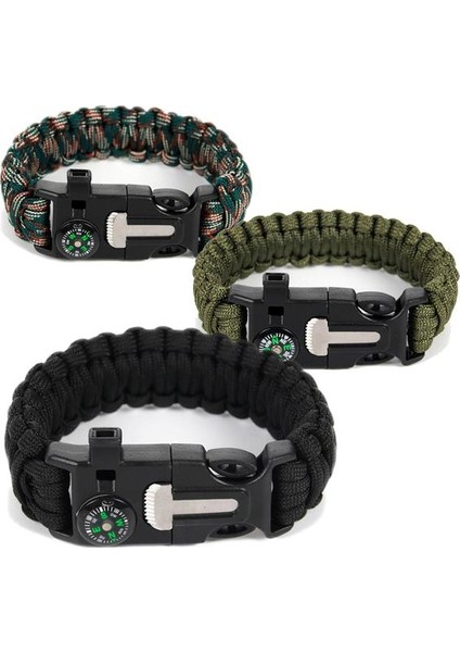 Çok Amaçlı Pusulalı Paracord Düdüklü Bileklik modelleri