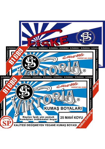 Kumaş Boyası Mavi Koyu 2Pk+Fiske Sabitleme 1Pk