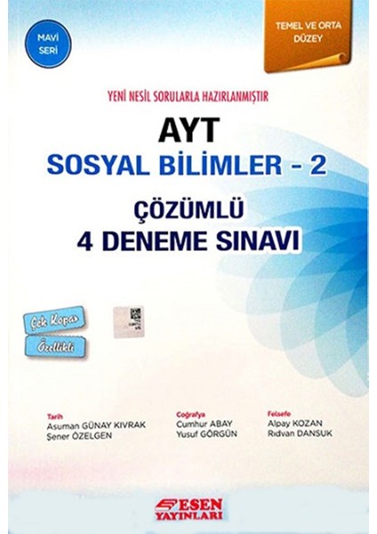 AYT Çözümlü 4 Deneme Sosyal Bilimler 2 Mavi Seri