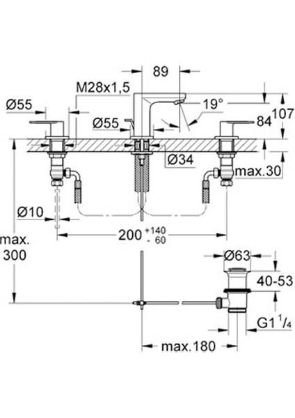 EUROSMART COSMO. 3 DELİKLİ LAVABO BAT. KROM fiyatları