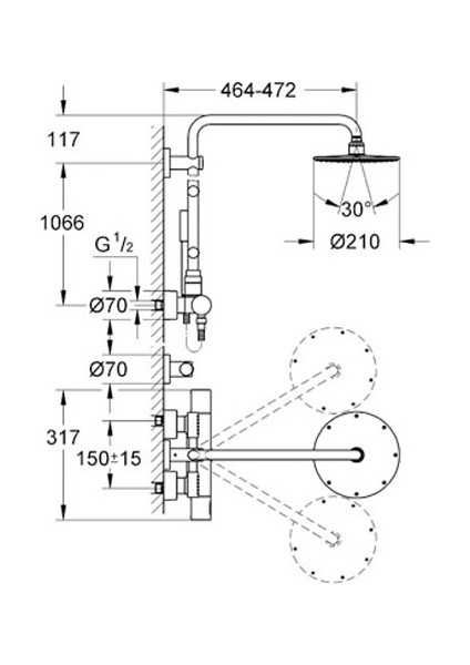 Duvara Monte Termostatik Duş Bataryalı Masaj Jetli Duş Sistemi - 27374000 fiyatları