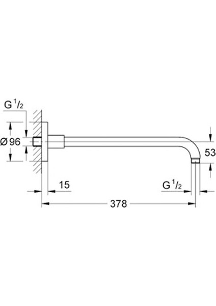 TEPE DUŞU DİRSEĞİ RAİHSHOWER MODERN KROM 38 CM.