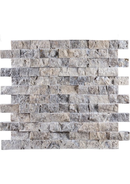 2,5X5Cm Silver Traverten Doğal Taş Patlatma Mozaik