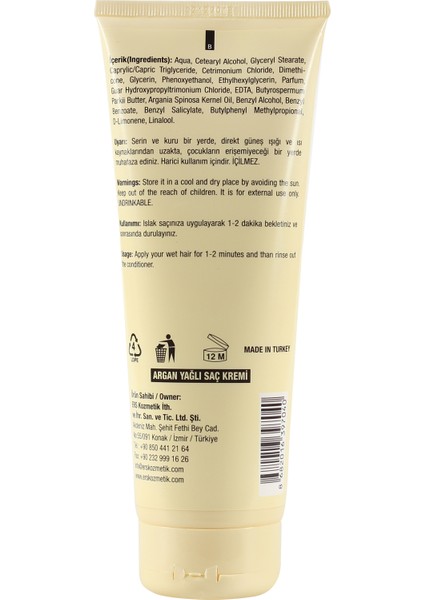Argan Yağlı Saç Kremi 250 ml fiyatları