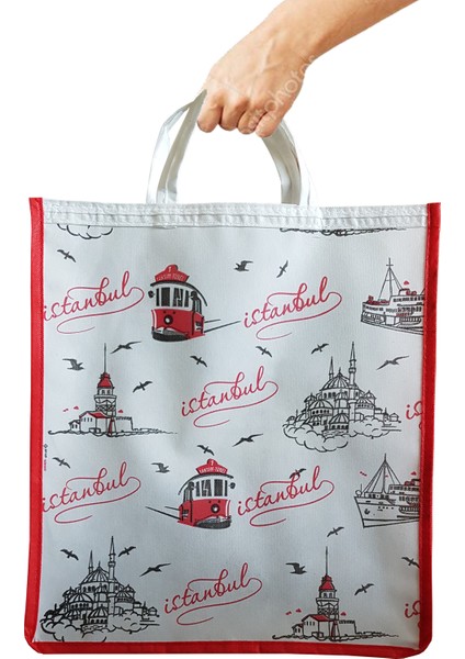 Pazar Alışveriş Çantası İstanbul(45X40) 5' li
