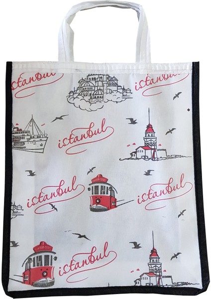 Pazar Alışveriş Çantası Kızkulesi(40X30) 5' li