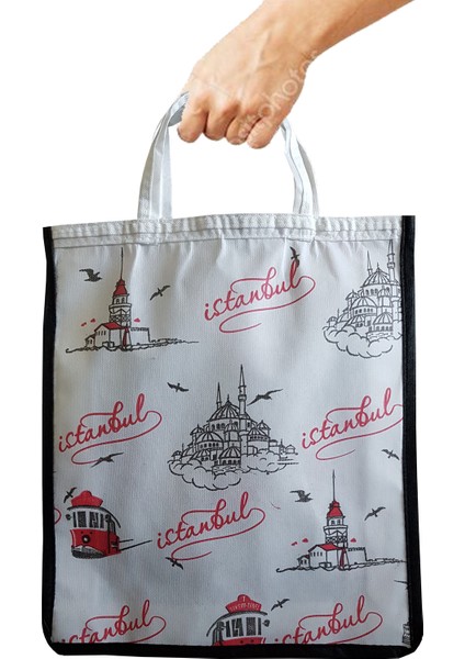 Pazar Alışveriş Çantası Kızkulesi(40X30) 5' li