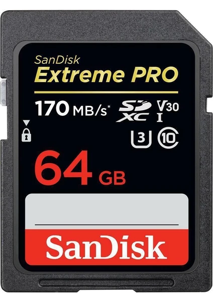 Sandisk Extreme Pro 64GB SDXC Card 170MB/s V30 UHS-I U3 Hafıza Kartı SDSDXXY-064G-GN4IN