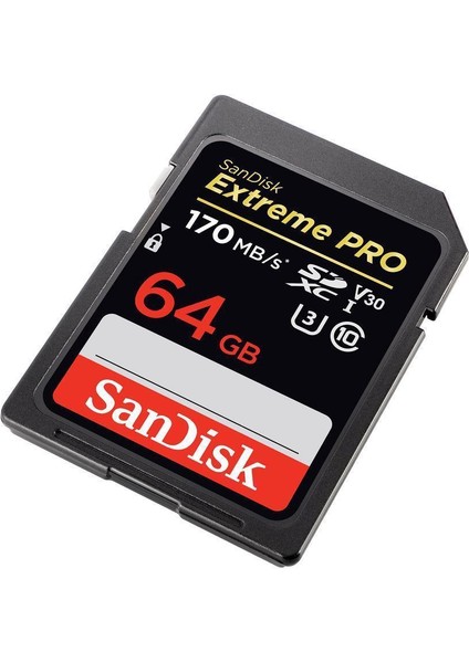 Sandisk Extreme Pro 64GB SDXC Card 170MB/s V30 UHS-I U3 Hafıza Kartı SDSDXXY-064G-GN4IN