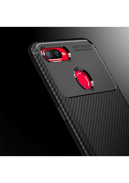 Case 4U Oppo AX7 Kılıf Rugged Armor Karbon Desenli Lüx Negro Silikon Arka Kapak Kahverengi