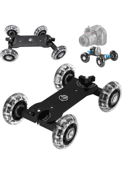 Mini Dolly Slider Skater Dslr Video Sistemler İçin Kamera Arabası (Siyah)
