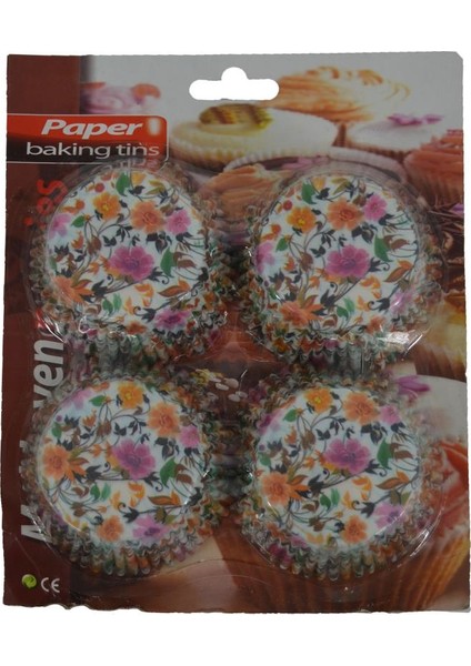 100lü Çiçek Desenli Kağıt Muffin Cupcake Kalıpları