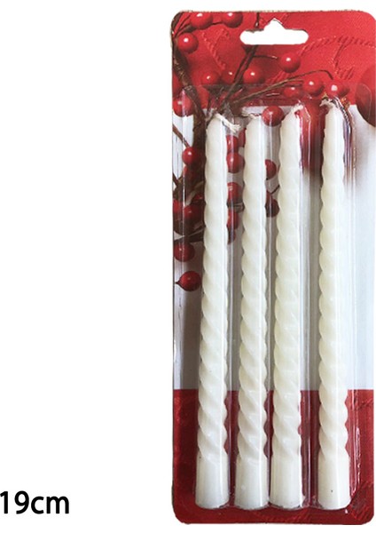 4lü Şamdan Mumu Beyaz 19 cm