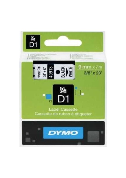 D1 Yedek Şerit 9Mmx7M Beyaz/Siyah 40913