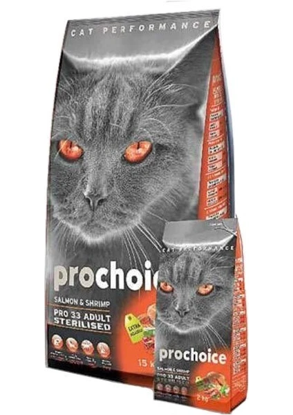 Pro Choice Pro 33 Adult Salmon  Shrimp Somonlu Ve Karidesli Kısırlaştırılmış Kedi Maması 15kg