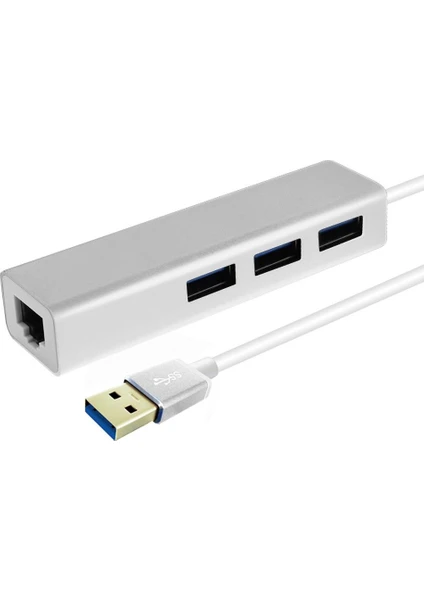 USB 3.0 Ethernet RJ45 Lan Çevirici 3 Port USB Çoklayıcı