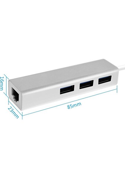 USB 3.0 Ethernet RJ45 Lan Çevirici 3 Port USB Çoklayıcı