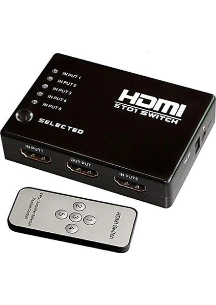 Uzaktan Kumandalı 5 Port HDMI Switch Splitter