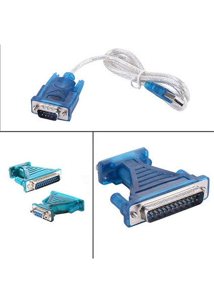 USB 2.0 to RS232 DB9 Kablo + 25 pin erkek 9 pin dişi LPT adaptör