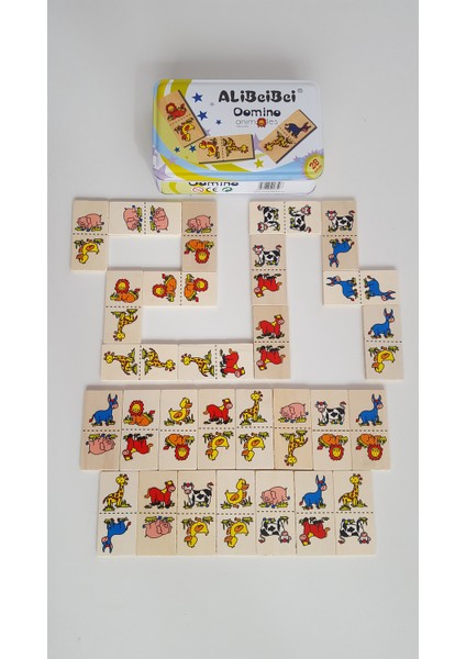 Ahşap Domino Teneke Kutulu