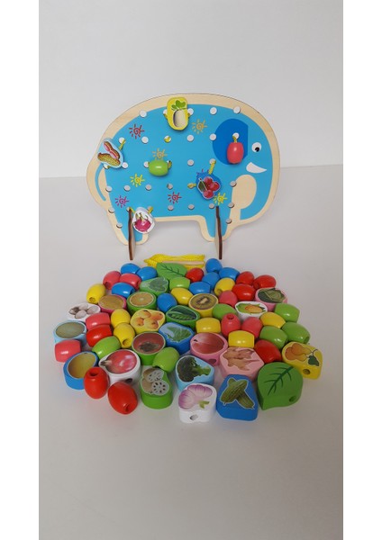 Ahşap Boncuk Dizme Fil