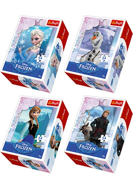 Disney Lisanslı Frozen Mini Puzzle Set 4 Adet 54 Parça Puzzle Elsa Anna Olaf Kristoff