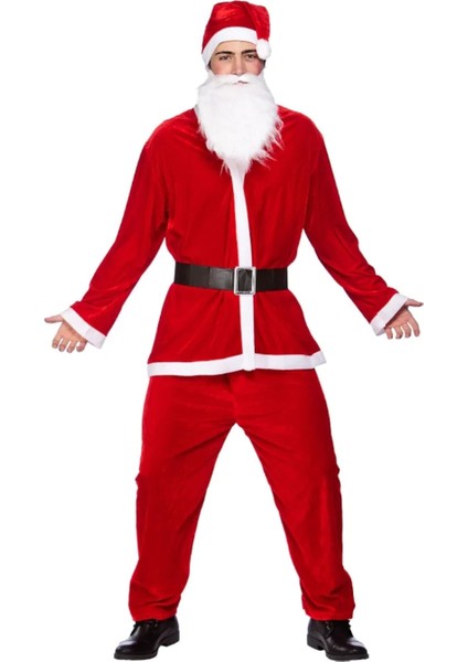 Binbirreyon Noel Baba Kostümü Yilbaşi İçin Noel Baba Kostümü 5 Parça Kf013