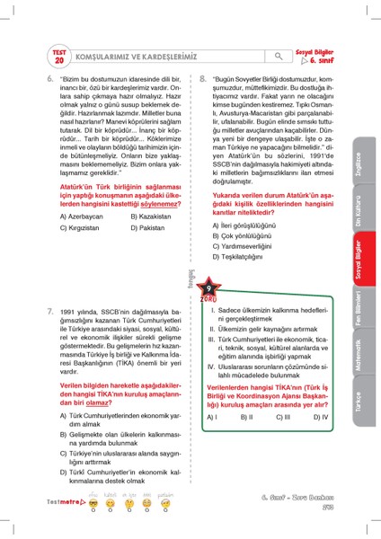 6. Sınıf Zoru Bankası Tüm Dersler