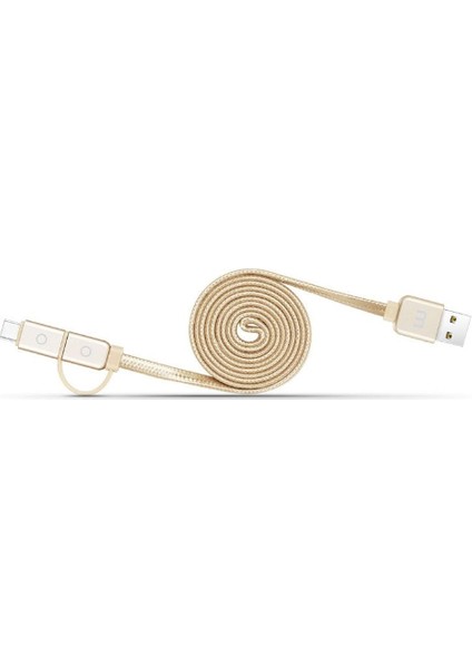 Micro USB ve Type-C 2'li Kablo (1.2 m) - Altın fiyatları