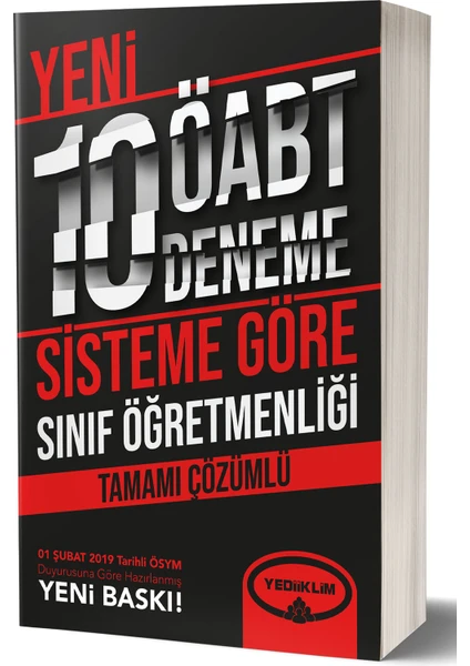 Yediiklim Yayınları ÖABT Sınıf Öğretmenliği Tamamı Çözümlü 10 Deneme (Soruluk Yeni Sisteme Göre )