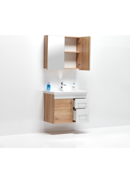 Hepsi Home Saydam Primera 60 Cm Mdf Banyo Dolabı Meşe Beyaz